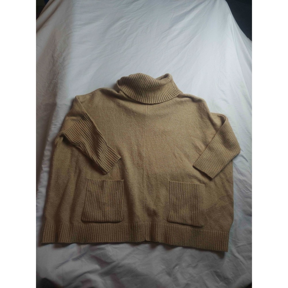 LOFT Sweater Womens S Beige Turtleneck Preppy Oversized Elevated Basics Layering